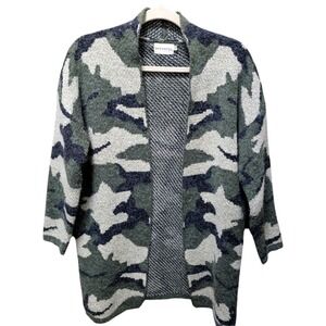 DREAMERS Camouflage Knit Open Front Cardigan Sweater Women's Size S